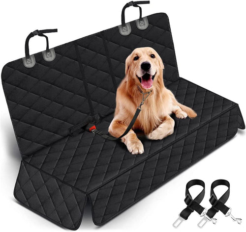 Premium Waterproof Dog Car Seat Cover - Non-Slip Back Seat Protector for Most Cars, Trucks, and SUVs - Fits Middle Armrest - Black